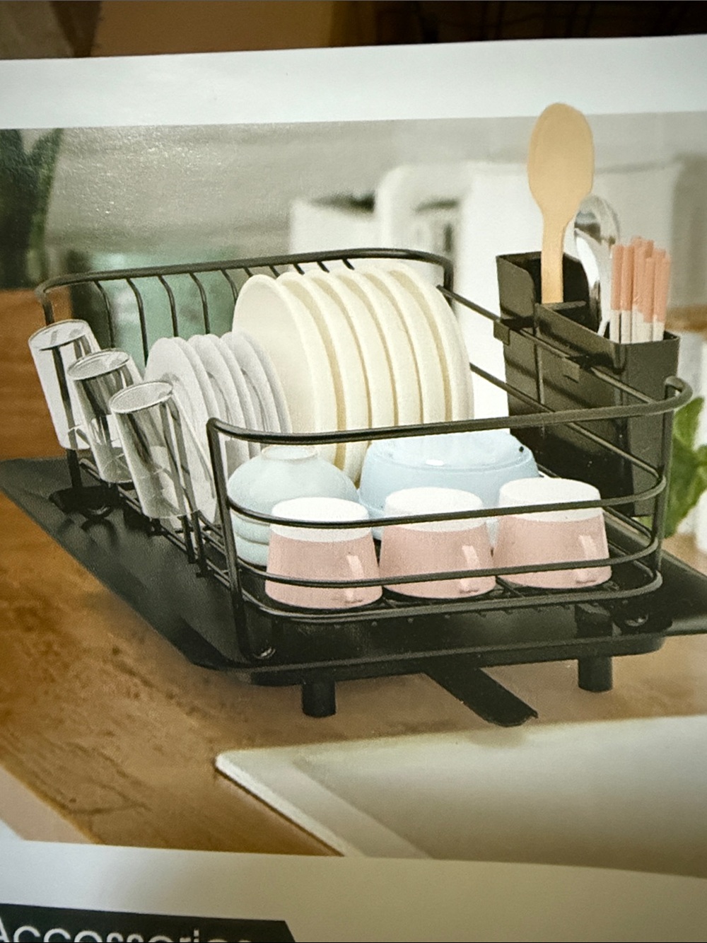 Black Drain Basket and Tray Set - Kitchen Drain Rack